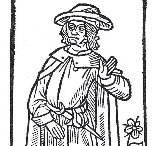 Portrait présumé de François Villon dans la plus ancienne édition de ses œuvres (Pierre Levet, 1489).