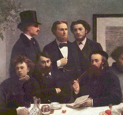 H. Fantin-Latour, <i>Coin de Table</i>, Ernest Hervilly 1er assis à gauche, 1872