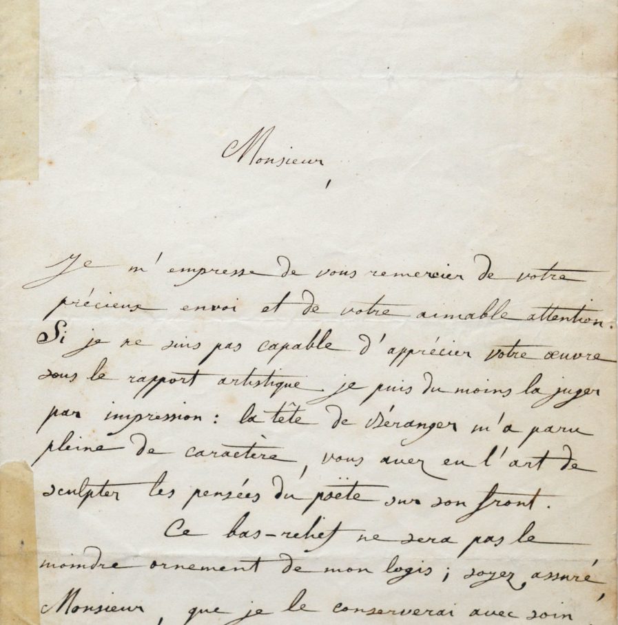 Lettre autographe d’Anaïs Ségalas à Antony Samuel Salomon, 1840, catalogue de vente
