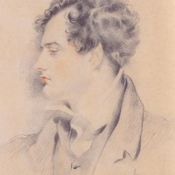 Portrait de Lord Byron par G.H. Harlow, dessin, 1816