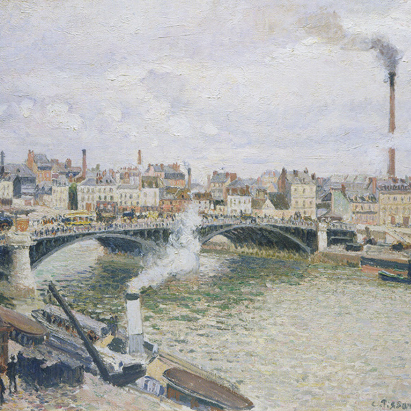 Camille Pissarro, Le Pont Boieldieu à Rouen, matin, temps mouillé, 1896.