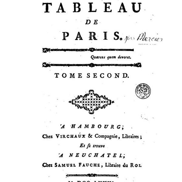 Tableau de Paris, page de garde, 1772