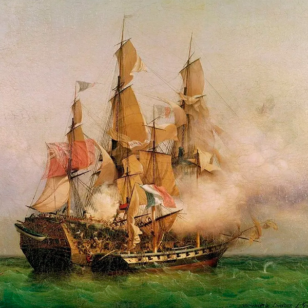 Ambroise-Louis Garneray, La prise du Kent par le corsaire Robert Surcouf, huile sur toile, 1836.